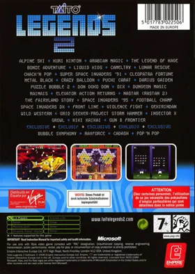 Taito Legends 2 (Europe) box cover back